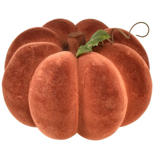 Floristik24 Flocked pumpkin decoration – Autumnal table decoration in strong red-brown 20cm 2pcs