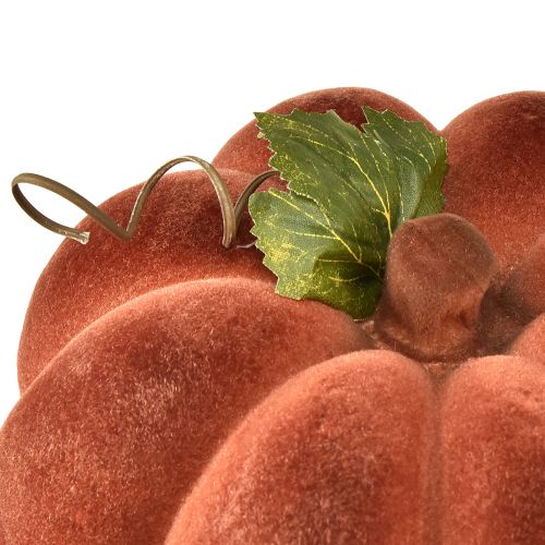 Product Flocked pumpkin decoration – Autumnal table decoration in strong red-brown 20cm 2pcs