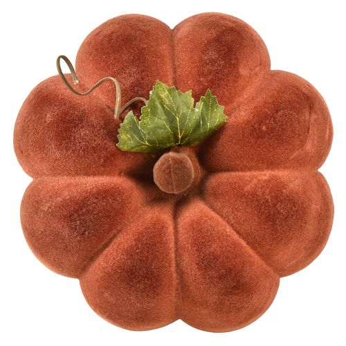 Product Flocked pumpkin decoration – Autumnal table decoration in strong red-brown 20cm 2pcs