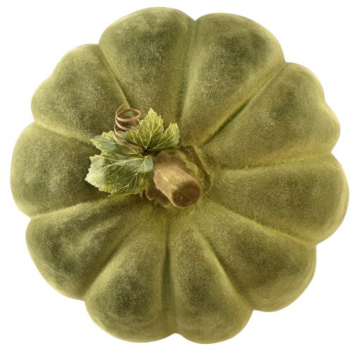 Product Decorative pumpkin flocked green – velvety-beautiful autumn decoration 32cm