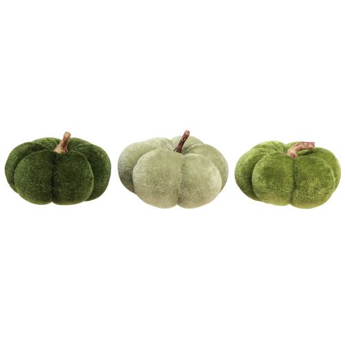 Product Decorative pumpkins made of fabric velvety green Ø7cm H4.5cm 9 pcs