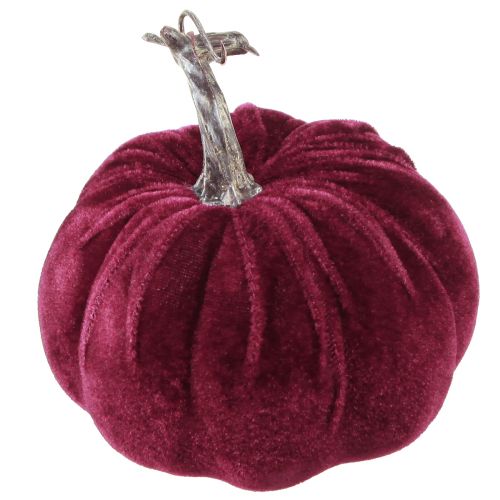 Product Decorative Pumpkins Flocked Burgundy Pink Ø13cm H11,5cm 3 pcs