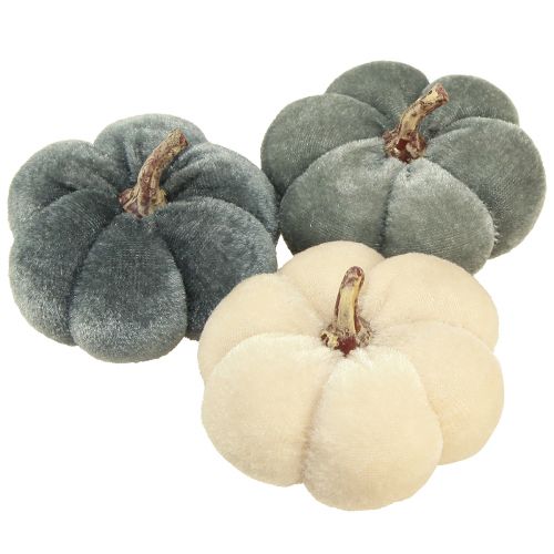 Decorative Pumpkins Fabric Velvet Cream Grey Autumn Ø7cm 9 pcs