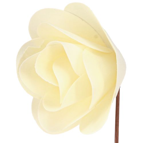 Product Decorative Roses Cream Artificial Roses Wooden Roses Ø7.5cm 12 pcs