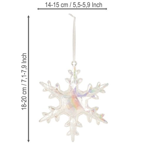 Product Decorative Snowflakes, Winter Decoration, Iridescent, Ø14–15cm, 2 pieces