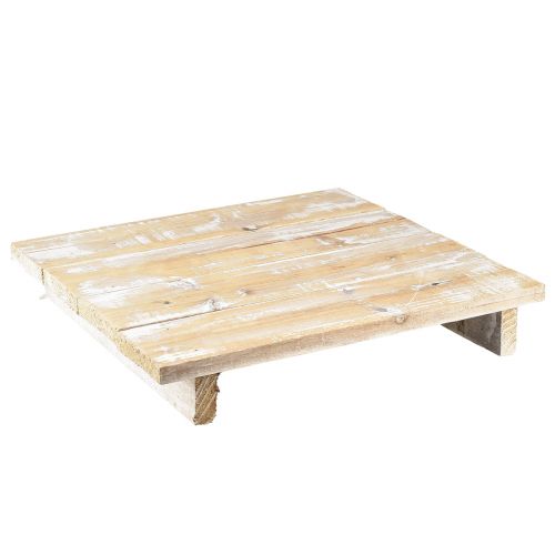 Product Decorative Tray with Feet Brown White Shabby Chic 30x30cm