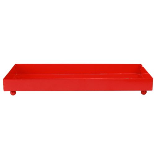 Product Decorative tray rectangular red metal tray with feet 30×15cm