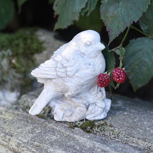 Product Decorative bird figurine sparrow cast stone white washed H12.5cm