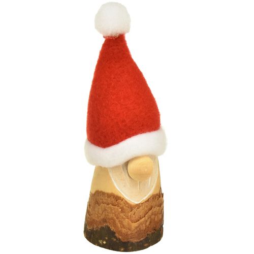 Product Decorative gnome wooden Christmas gnome with hat red natural 10/12cm 4pcs