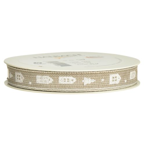 Product Decorative ribbon for Christmas houses and firs beige, white 15mm 20m