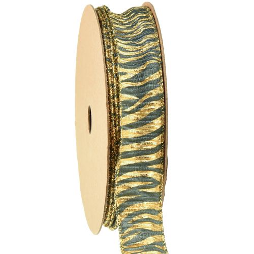 Floristik24 Chiffon decorative ribbon in green/gold, 25mm width, 15m length - ideal for gift wrapping