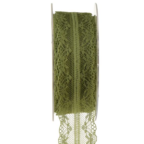 Decorative ribbon lace lace ribbon moss green 40mm 20m