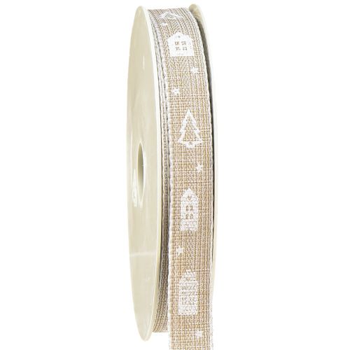 Floristik24 Decorative ribbon for Christmas houses and firs beige, white 15mm 20m