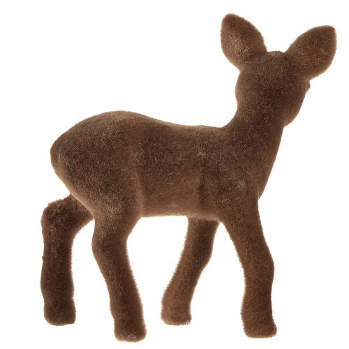 Product Decorative figure deer fawn flocked brown Christmas figures 10.5cm 6 pcs