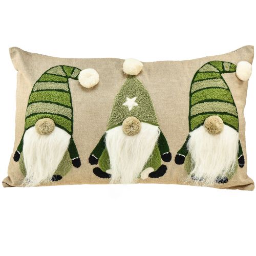 Decorative cushion with gnomes decorative cushion green beige 50×30cm