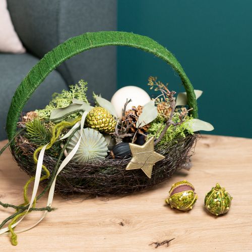 Product Decorative chestnuts in green-yellow – 6 cm – Ideal autumn and holiday decoration – 6 pieces
