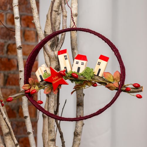 Decorative ring jute decoration loop red dark red 4cm Ø30cm 2pcs