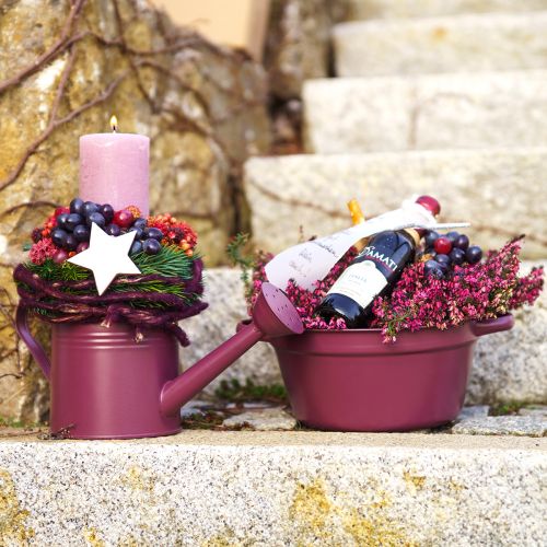 Product Bucket with handles plant tub metal purple Ø22.5cm H10.5cm