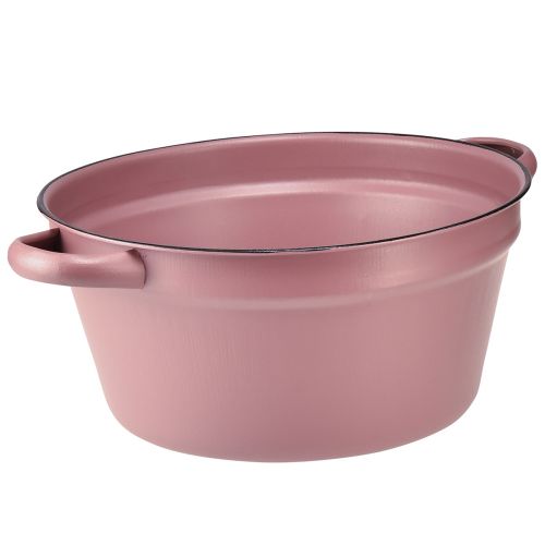 Bucket with handles metal planter pink Ø22.5cm H10.5cm