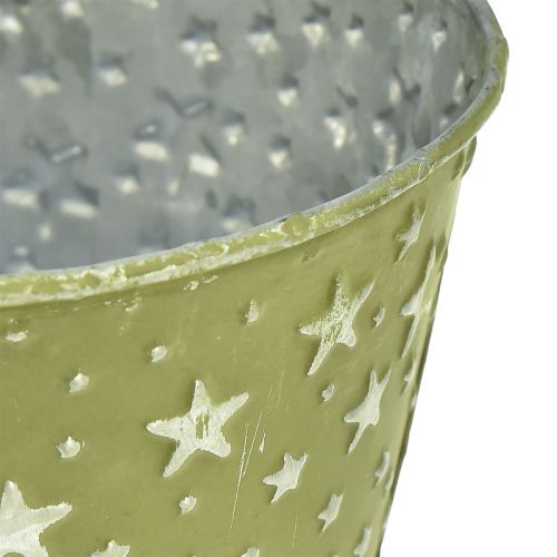 Product Planter Silver Green Flowerpot Metal Stars Ø14cm