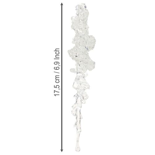 Product Icicle Christmas tree ornaments with glitter, winter decoration, 17.5cm, 4 pieces