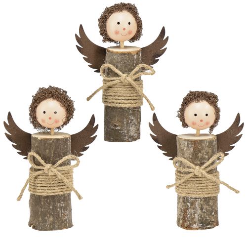 Floristik24 Angel with curls wooden decoration Christmas natural H15cm 3pcs