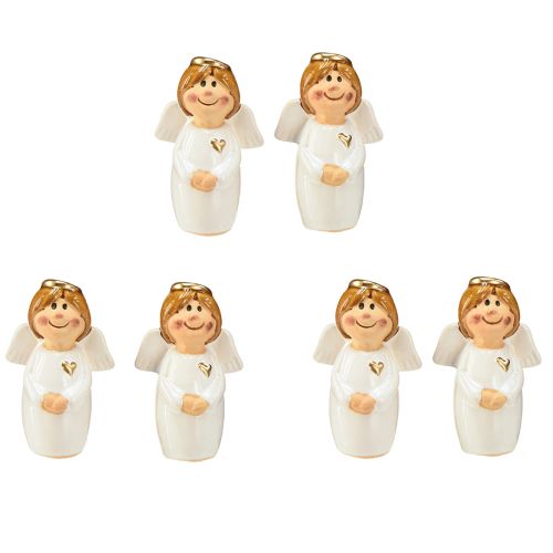 Product Adorable ceramic angel with gold accents white 7 cm – gift idea and lovely decoration – 6 pieces
