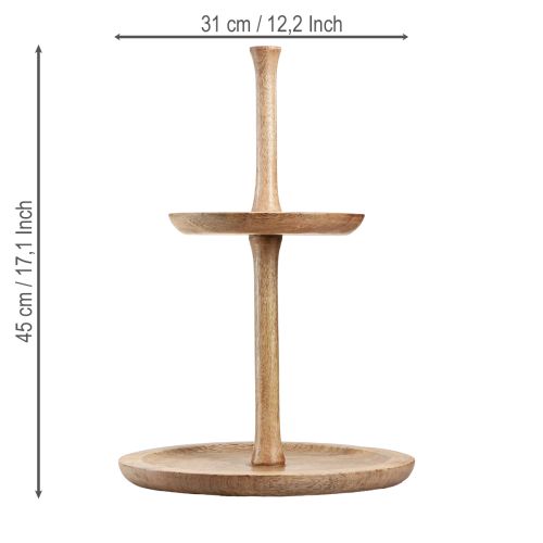 Product Etagere Wooden Decoration 2-tier Natural Round Ø31/20cm H45cm