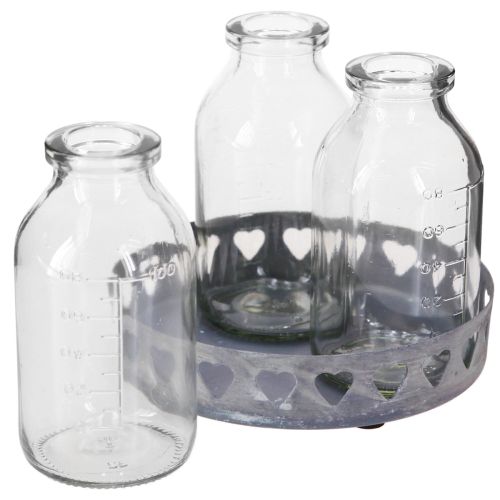 Product Bottle decoration glass mini vases tray metal round Ø11.5cm
