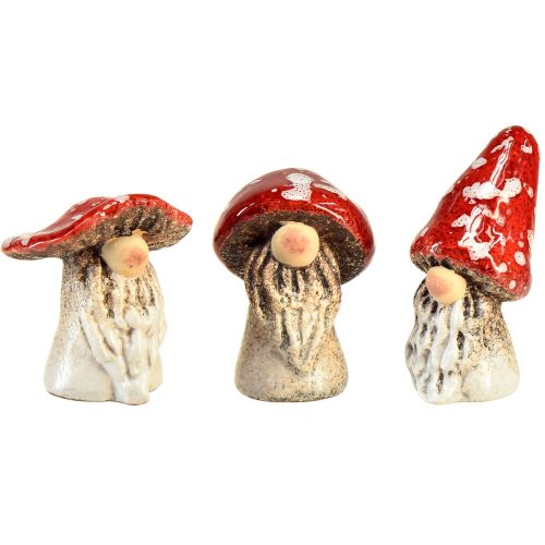 Fairytale gnome toadstool figures – red with white dots, 7.5 cm – magical decoration for garden and home – 6 pieces