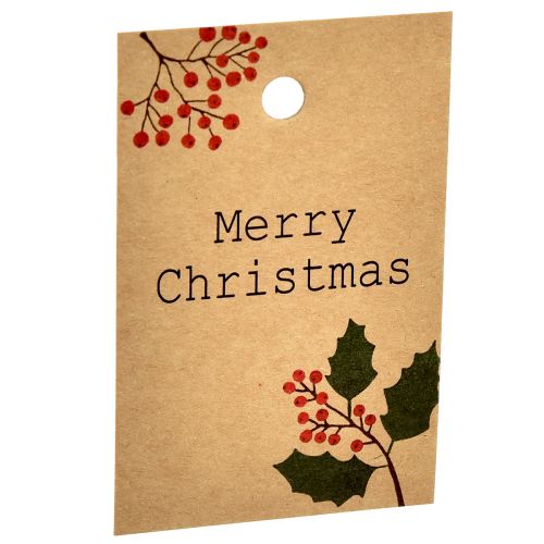 Product Gift tags Merry Christmas paper natural brown 8.5×5.5cm 20 pcs