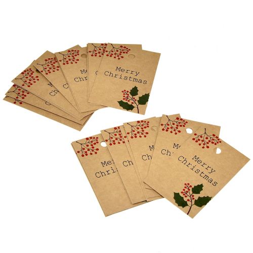 Product Gift tags Merry Christmas paper natural brown 8.5×5.5cm 20 pcs