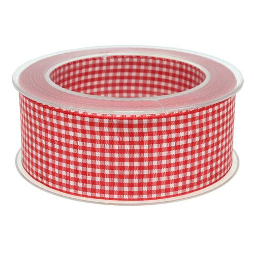 Product Gift ribbon with selvage 40mm 20m red checked