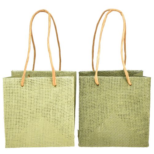 Gift bags with handle paper foil green 10.5cm 12 pcs