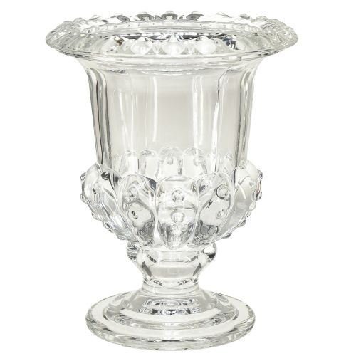 Glass vase with base vintage decor clear Ø16cm H20cm