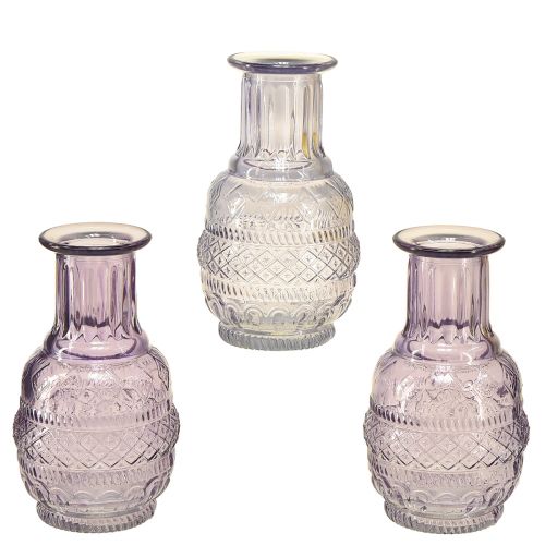 Floristik24 Glass vases mini vases light purple retro style H13cm 3pcs