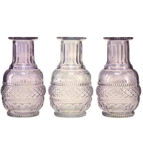 Floristik24 Glass vases mini vases light purple retro style H13cm 3pcs