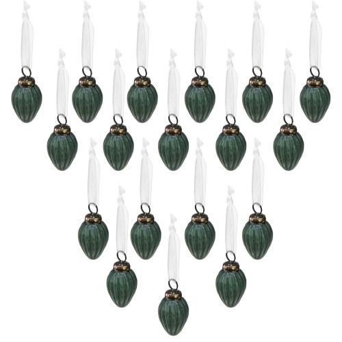 Product Glass cones for hanging Christmas decoration glass green matt Ø10cm 18 pcs in glass