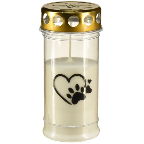 Product Grave light dog heart with paw grave candle white Ø7cm H16.5cm