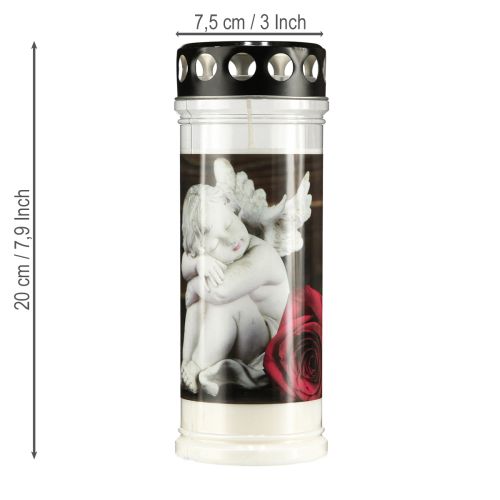 Product Grave candles oil light mourning candles roses Ø7.5cm H20.5cm 6pcs