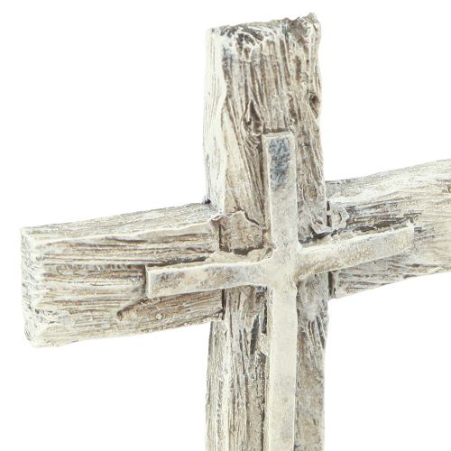 Product Grave decoration cross rustic grey white polyresin 12×7cm 6 pcs