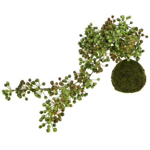 Product Green plant artificial pearl string in moss ball 38cm