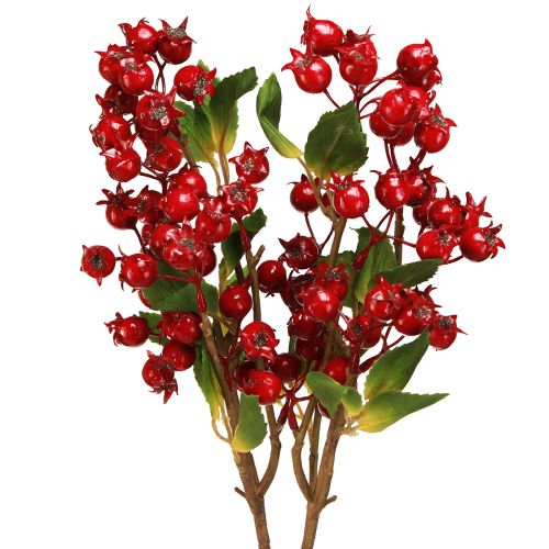 Rosehip decoration branch with red fruits L60cm 2 pcs