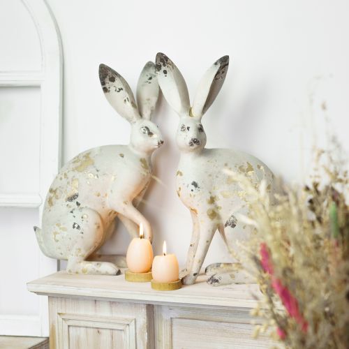 Product Rabbit Sitting Vintage Gold Beige Table Decoration Easter H35.5cm 2pcs