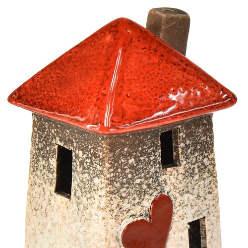Floristik24 Loving ceramic houses – heart design, red & natural, 17.5 cm – romantic decoration for the home 2 pieces