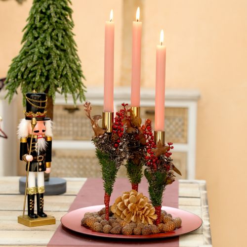 Product Tall taper candle holder, gold metal, 27.5cm, 4 pieces