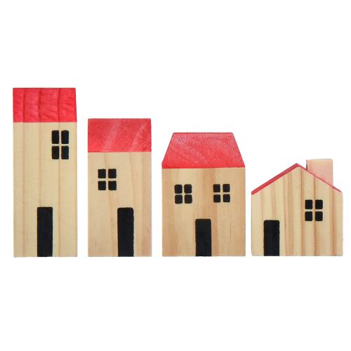Product Wooden house decoration houses wood natural red 4 pieces