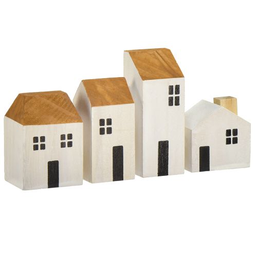Wooden houses decoration houses wood white brown 4.5-8cm 4pcs