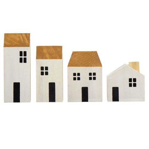 Floristik24 Wooden Houses Decoration Houses Wood White Brown 4.5-8cm 4 pcs