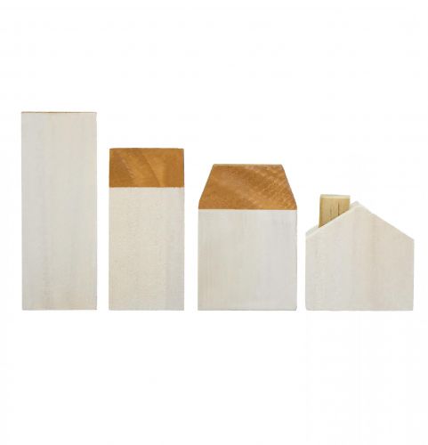 Product Wooden houses decoration houses wood white brown 4.5-8cm 4pcs